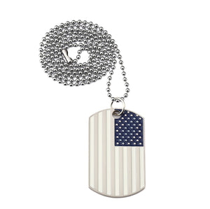 GUNGNEER Stainless Steel American Flag Pendant Necklace USA Patriot Freedom Bead Chain Jewelry