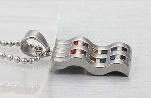GUNGNEER Stainless Steel Pride Ring Rainbow Pendant Necklace LGBT Jewelry Set Gift