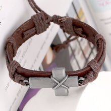 Load image into Gallery viewer, GUNGNEER Genuine Leather Cross Bracelet Christian Cross Jewelry Accessory For Men Women