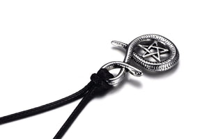 GUNGNEER Wicca Snake Pentagram Star Pentacle Pendant Necklace Pagan Jewelry Men Women