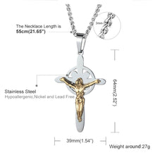 Load image into Gallery viewer, GUNGNEER Cross Pendant Necklace Stainless Steel Christ God Chain Jewelry For Men Women
