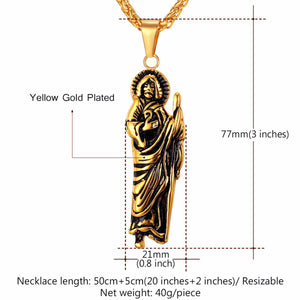 GUNGNEER Jesus Necklace Stainless Steel Christian Cross Jewelry Accessory For Men Women