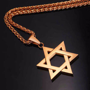 GUNGNEER Stainless Steel Star of David Magen Necklace Jewish Jewelry Gift For Men Women