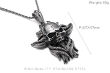 Load image into Gallery viewer, GUNGNEER Stainless Steel Skull Leaf Chain Pendant Necklace Punk Choker Gothic Gifts Jewelry