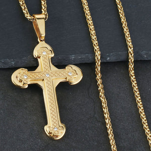 GUNGNEER Christian Cross Necklace Jesus Pendant Chain Jewelry Accessory For Men Women