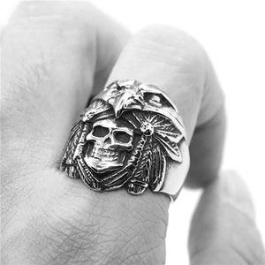 GUNGNEER Eagle Skull Ring Stainless Steel Skeleton Biker Strength Jewelry Accessories Men Women