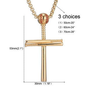 GUNGNEER Baseball Cross Necklace Stainless Steel Chain Jewelry Accessory For Men Women