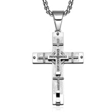 Load image into Gallery viewer, GUNGNEER Jesus Cross Pendant Necklace Stainless Steel Christian Jewelry For Men Women