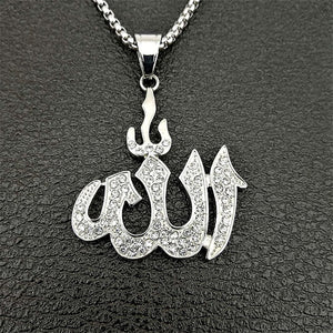 GUNGNEER Quran Allah Pendant Necklace Stainless Steel Muslim Jewelry Gift For Men Women