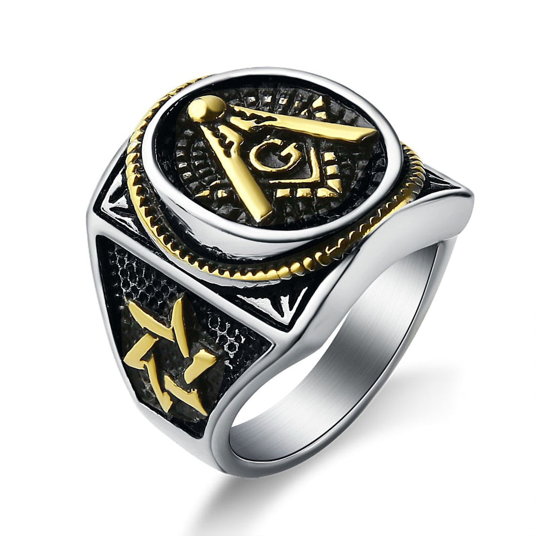 GUNGNEER Masonic Ring Multi-size Freemason Symbol Stainless Steel Jewelry For Men