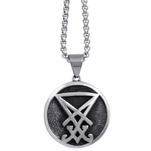 Load image into Gallery viewer, GUNGNEER Stainless Steel Sigil Of Lucifer Pendant Necklace Biker Jewelry Accessory For Men