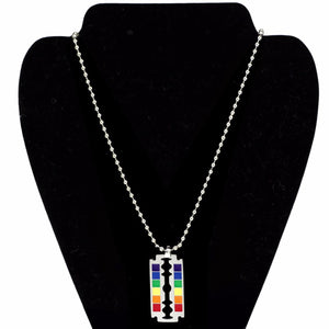 GUNGNEER Rainbow Pride Dog Tag Necklace LGBT Gay Lesbian Jewelry Accessory For Men Women