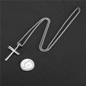 GUNGNEER Baseball Cross Necklace Stainless Steel Chain with Ring Jewelry Accessory Set