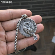 Load image into Gallery viewer, ENXICO Odin&#39;s Huginn and Muninn Ravens Pendant Necklace with Runic Circle Surrounding ? Nordic Scandinavian Viking Jewelry