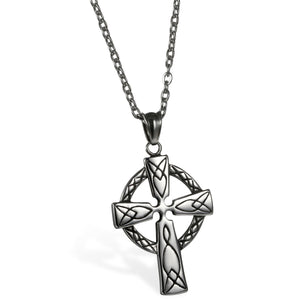 GUNGNEER Stainless Steel Celtic Knot Cross Pendant Necklace Tree of Life Earrings Jewelry Set