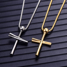 Load image into Gallery viewer, GUNGNEER Sporty Baseball Cross Necklace Stainless Steel Jewelry Accessory For Men Women
