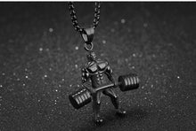 Load image into Gallery viewer, GUNGNEER Stainless Steel Fitness Muscular Man Weightlifting Pendant Necklace Workout Jewelry