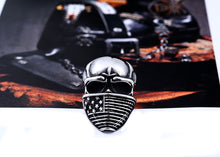 Load image into Gallery viewer, GUNGNEER American Flag Skeleton Skull Ring Stainless Steel Gothic Jewelry Accessories Men Women