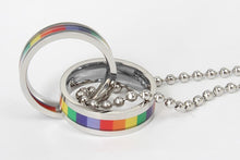 Load image into Gallery viewer, GUNGNEER Stainless Steel Vintage Rainbow Heart Bracelet Necklace LGBT Gay Jewelry Gift Set