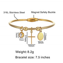 Load image into Gallery viewer, GUNGNEER Men Religious Christian Cross Bracelet Necklaces Stainless Steel Jesus God Jewelry Set