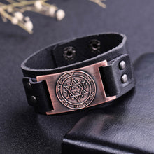 Load image into Gallery viewer, GUNGNEER Leather David Star Bracelet Hexagram Jewish Charm Bracelet Jewelry For Men Women