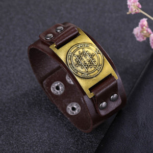 GUNGNEER Leather David Star Bracelet Hexagram Jewish Charm Bracelet Jewelry For Men Women