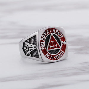 GUNGNEER Round Masonic Ring Multi-size Stainless Steel Freemason Jewelry For Men