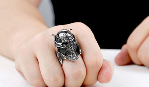 GUNGNEER Stainless Steel Gothic Biker Punk Skull Skeleton Finger Ring Halloween Jewelry