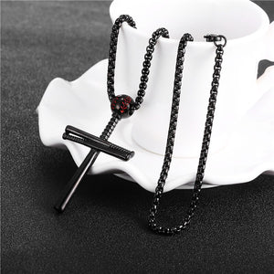GUNGNEER Baseball Cross Necklace Stainless Steel Chain Jewelry Accessory For Men Women