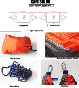 2TRIDENTS Nylon Camping Hammock - Lightweight Portable Hammock, Parachute Double Hammock for Backpacking, Camping, Travel, Beach, Yard (Dark Purple + Azuze)