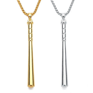 GUNGNEER Baseball Bat Necklace Stainless Steel Sports Charm Chain with Ring Jewelry Set