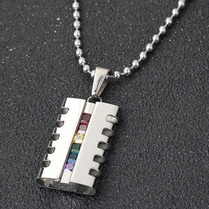 GUNGNEER Stainless Steel Pride Necklace Rainbow Pendant Chain Jewelry For Men Women