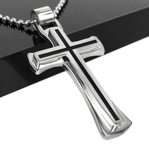 GUNGNEER Cross Necklace Stainless Steel God Christian Jewelry Accessory For Men Women