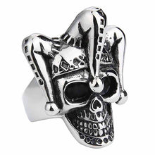 Load image into Gallery viewer, GUNGNEER Gothic Joker Clown Skull Ring Stainless Steel Punk Biker Halloween Jewelry Men Women