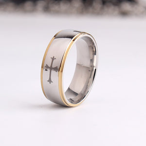 GUNGNEER Christ Cross Necklace Finger Ring Stainless Steel God Jewelry Gift Set Men Women