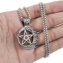 Load image into Gallery viewer, GUNGNEER Stainless Steel Wicca Celtic Moon Pentagram Pendant Necklace Signet Ring Jewelry Set