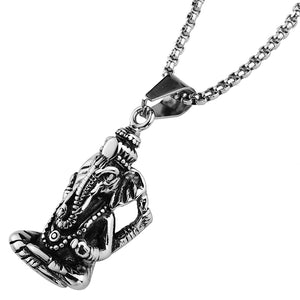 GUNGNEER Ganesh Ganesha Om Pendant Necklace Stainless Steel Hindu Jewelry For Men Women