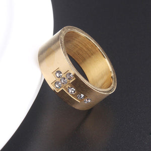 GUNGNEER Christian Cross Ring Stainless Steel God Jewelry Accessory Gift For Men Women