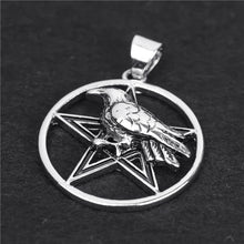 Load image into Gallery viewer, GUNGNEER Wicca Pentagram Raven Witchcraft Pendant Necklace Wheat Chain Bracelet Jewelry Set