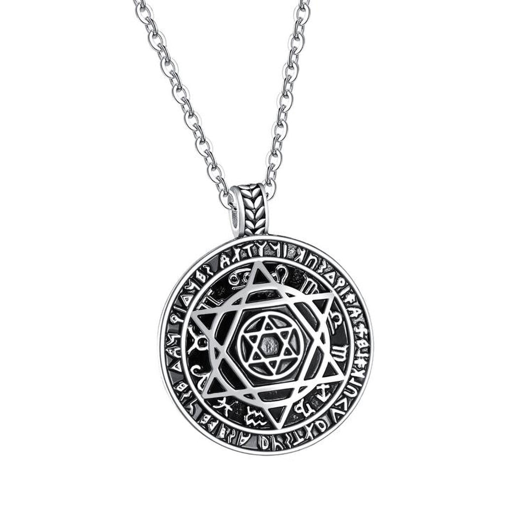 GUNGNEER Stainless Steel Jewish David Star Necklace Occult Jewelry Accessory For Men Women