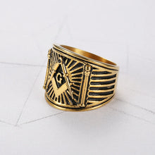 Load image into Gallery viewer, GUNGNEER Masonic Signet Ring Multi-size Stainless Steel Freemason Biker Jewelry For Men