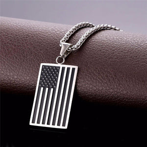 GUNGNEER Stainless Steel Square US America Flag Pendant Necklace Jewelry Accessories Gift