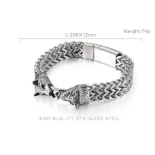 Load image into Gallery viewer, GUNGNEER Viking Norse Fenrir Wolf Bracelet Bangle with Ring Stainless Steel Jewelry Set