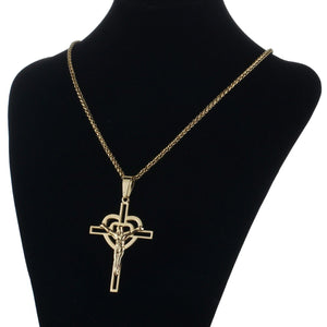 GUNGNEER Pray Necklace With Cross Stainless Steel God Jewelry Accessory For Men Women
