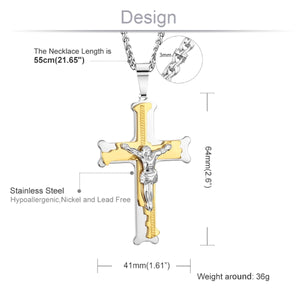 GUNGNEER Christian Cross Pendant Necklace God Biker Jewelry Accessory For Men Women