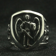 Load image into Gallery viewer, GUNGNEER The Archangel St Michael Ring Biker Accessory Stainless Steel Jewelry For Men