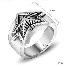 Load image into Gallery viewer, GUNGNEER Stainless Steel Star Ring Wax Leather Braided Bracelet Wicca Pentagram Jewelry Set