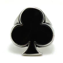 Load image into Gallery viewer, GUNGNEER Stainless Steel Black Cool Club Lucky Ring Playing Cards Poker Jewelry Men Women