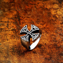 Load image into Gallery viewer, GUNGNEER Celtic Knot Trinity Cross Stainless Steel Ring Amulet Scandinavian Jewelry Men Women