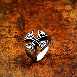 GUNGNEER Celtic Knot Trinity Cross Stainless Steel Ring Amulet Scandinavian Jewelry Men Women